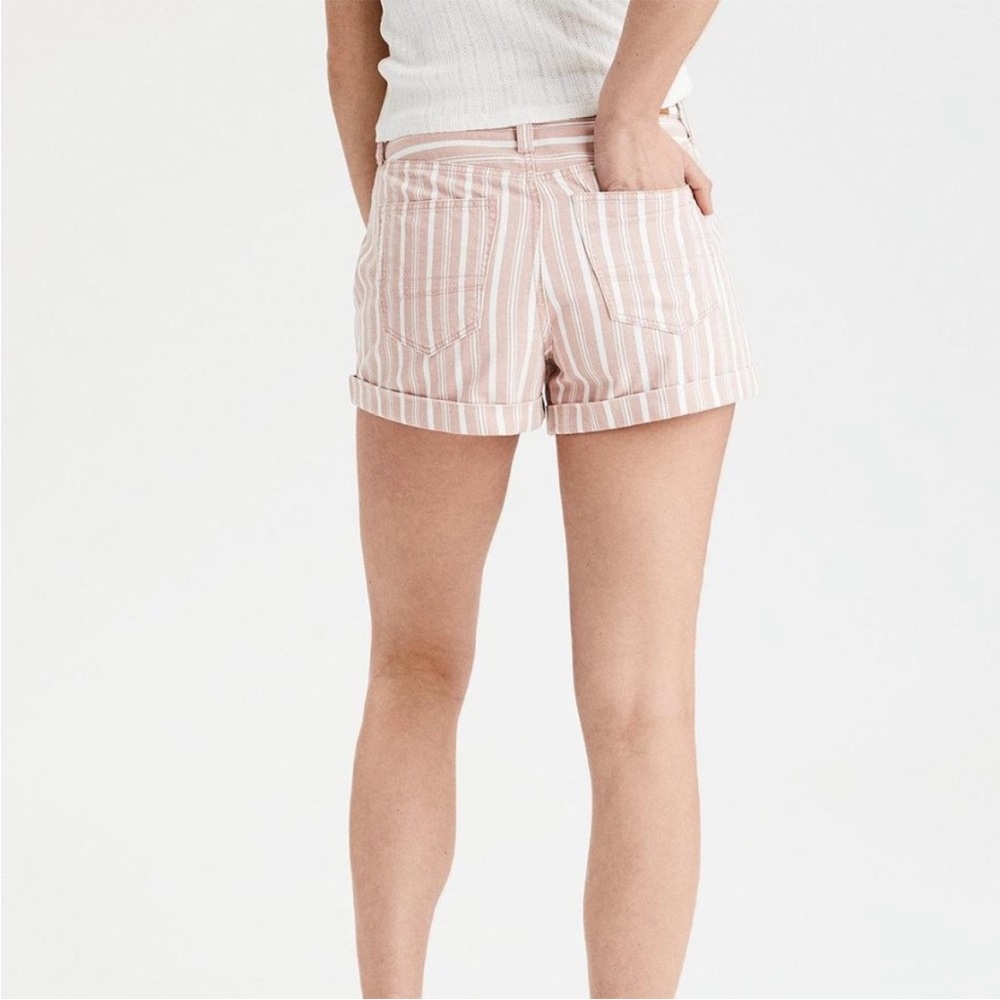 American Eagle Pink Striped Denim Mom Short shorts cotton comfortable jeans 18 - Picture 3 of 8